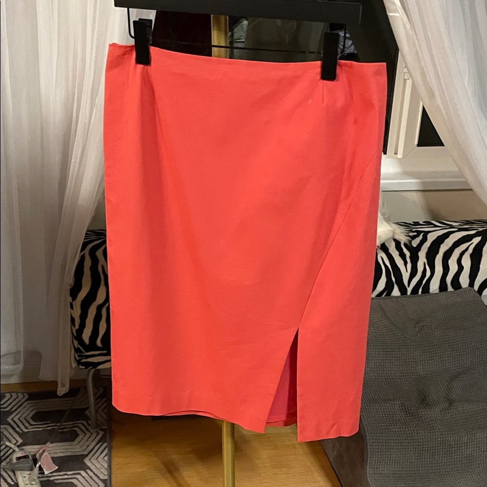 Lafayette 148 New York Coral Pencil Skirt with Front Slit